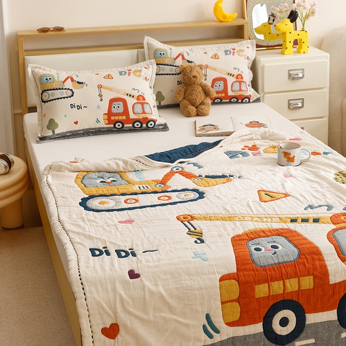 91家纺网 家纺一手货源 找家纺 悦然毛巾被 2026新款全棉纯棉纱布儿童四层纱单枕套枕套单件 城市工城队