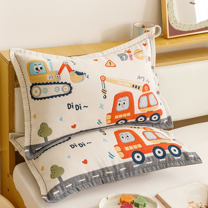 91家纺网 家纺一手货源 找家纺 悦然毛巾被 2026新款全棉纯棉纱布儿童四层纱单枕套枕套单件 城市工城队