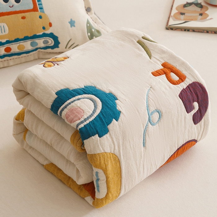 91家纺网 家纺一手货源 找家纺 悦然毛巾被 2026新款全棉纯棉纱布儿童四层纱单枕套枕套单件 花园小园丁