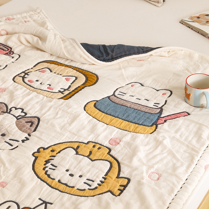 91家纺网 家纺一手货源 找家纺 悦然毛巾被 2026新款全棉纯棉纱布儿童四层纱单枕套枕套单件 清风喵喵