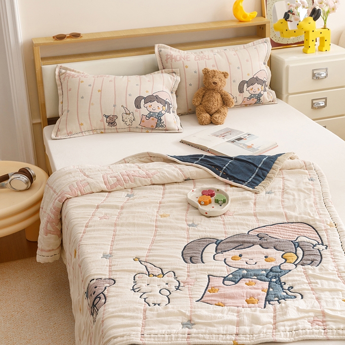 91家纺网 家纺一手货源 找家纺 悦然毛巾被 2026新款全棉纯棉纱布儿童四层纱单枕套枕套单件 晚安友会