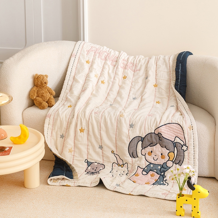 91家纺网 家纺一手货源 找家纺 悦然毛巾被 2026新款全棉纯棉纱布儿童四层纱单枕套枕套单件 晚安友会