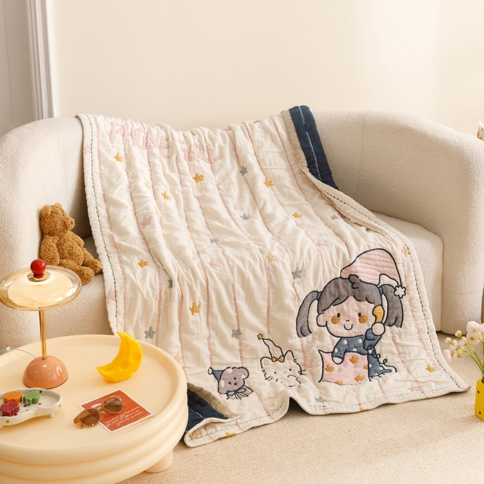 91家纺网 家纺一手货源 找家纺 悦然毛巾被 2026新款全棉纯棉纱布儿童四层纱单枕套枕套单件 晚安友会