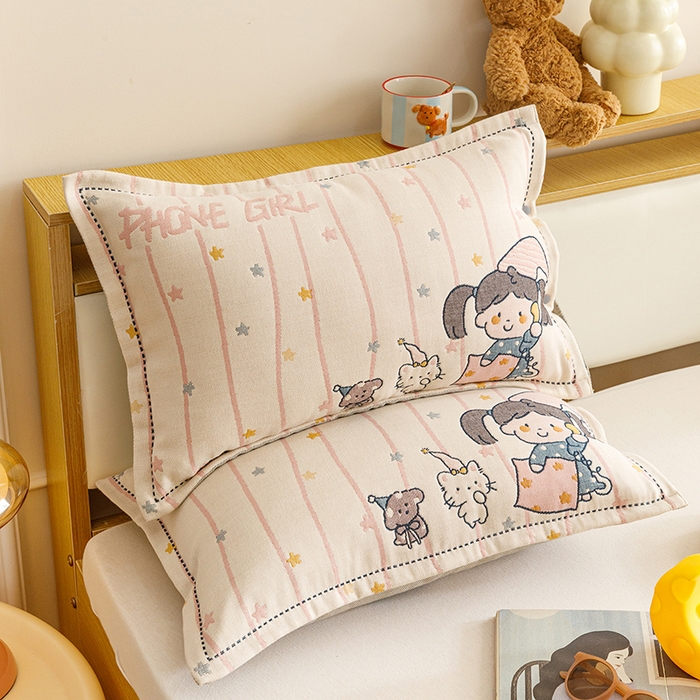 91家纺网 家纺一手货源 找家纺 悦然毛巾被 2026新款全棉纯棉纱布儿童四层纱单枕套枕套单件 晚安友会