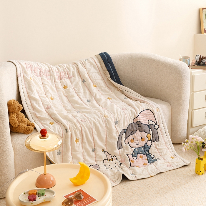 91家纺网 家纺一手货源 找家纺 悦然毛巾被 2026新款全棉纯棉纱布儿童四层纱单枕套枕套单件 晚安友会