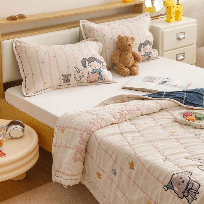 91家纺网 家纺一手货源 找家纺 悦然毛巾被 2026新款全棉纯棉纱布儿童四层纱单枕套枕套单件 晚安友会