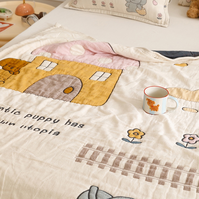 91家纺网 家纺一手货源 找家纺 悦然毛巾被 2026新款全棉纯棉纱布儿童四层纱单枕套枕套单件 象伴伙伴