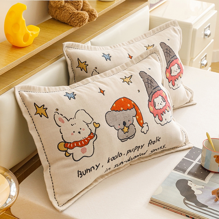 悦然毛巾被 2026新款全棉纯棉纱布儿童四层纱单枕套枕套单件 星梦玩伴