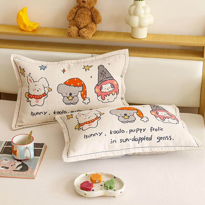 91家纺网 家纺一手货源 找家纺 悦然毛巾被 2026新款全棉纯棉纱布儿童四层纱单枕套枕套单件 星梦玩伴