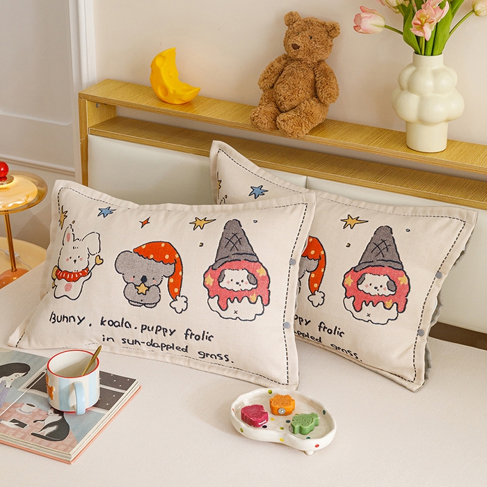 91家纺网 家纺一手货源 找家纺 悦然毛巾被 2026新款全棉纯棉纱布儿童四层纱单枕套枕套单件 星梦玩伴