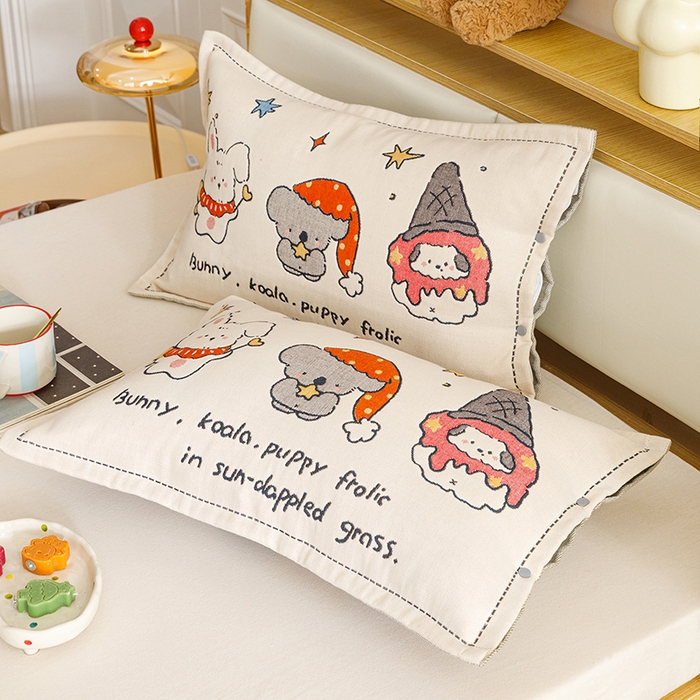 91家纺网 家纺一手货源 找家纺 悦然毛巾被 2026新款全棉纯棉纱布儿童四层纱单枕套枕套单件 星梦玩伴