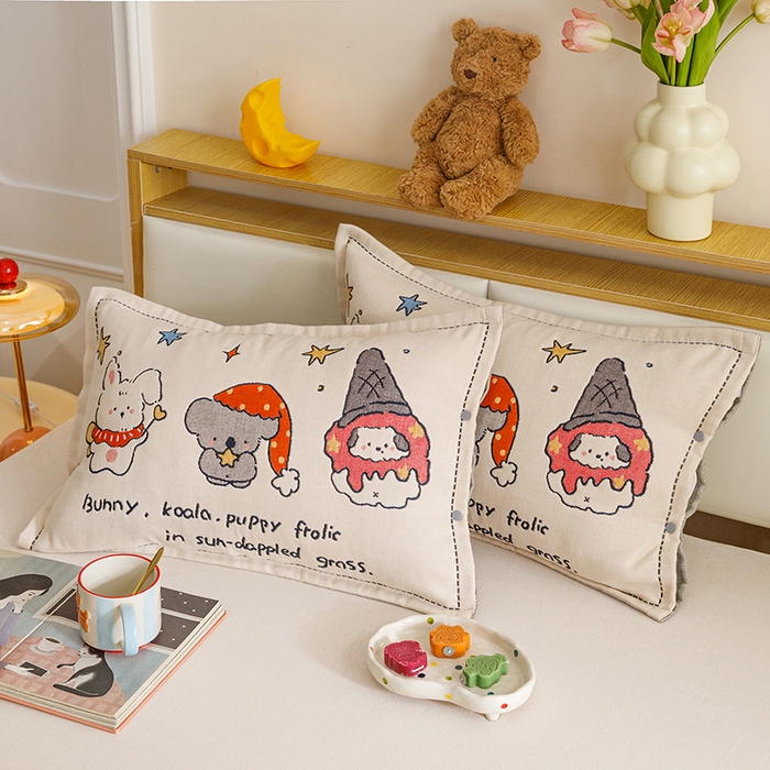 91家纺网 家纺一手货源 找家纺 悦然毛巾被 2026新款全棉纯棉纱布儿童四层纱单枕套枕套单件 星梦玩伴