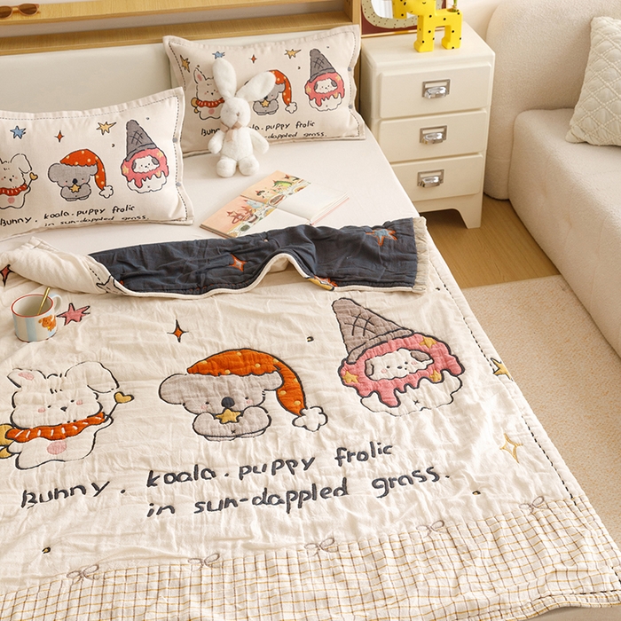 91家纺网 家纺一手货源 找家纺 悦然毛巾被 2026新款全棉纯棉纱布儿童四层纱单枕套枕套单件 星梦玩伴