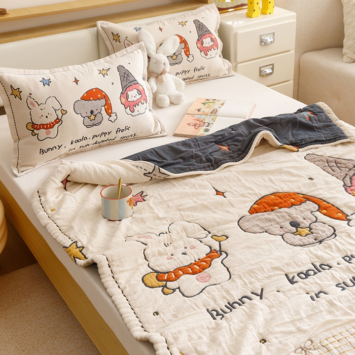 91家纺网 家纺一手货源 找家纺 悦然毛巾被 2026新款全棉纯棉纱布儿童四层纱单枕套枕套单件 星梦玩伴