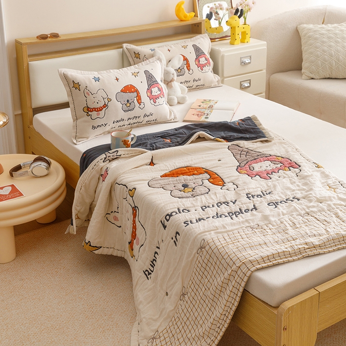 91家纺网 家纺一手货源 找家纺 悦然毛巾被 2026新款全棉纯棉纱布儿童四层纱单枕套枕套单件 星梦玩伴