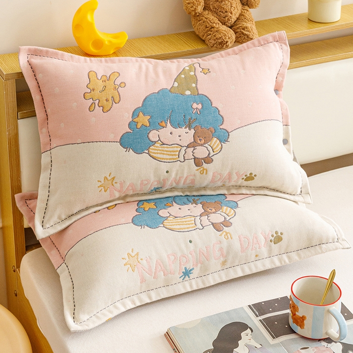 91家纺网 家纺一手货源 找家纺 悦然毛巾被 2026新款全棉纯棉纱布儿童四层纱单枕套枕套单件 云顶星梦