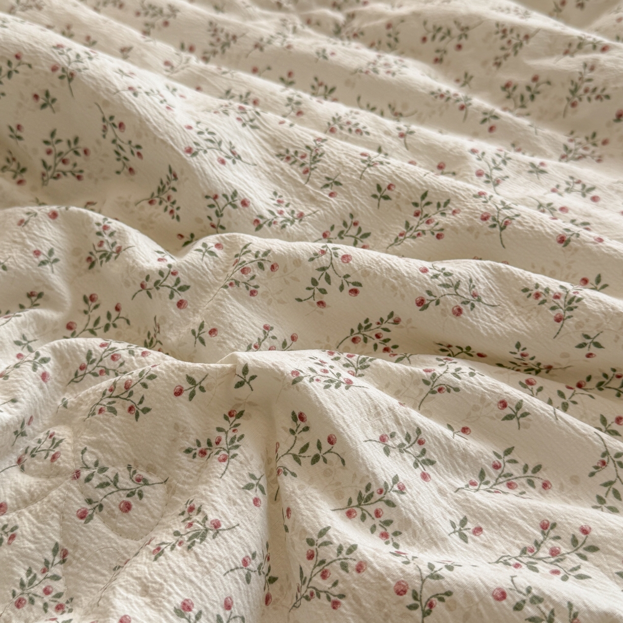 91家纺网 家纺一手货源 找家纺 名兮家居 2026春夏新款韩版花边款皱皱纱夏被夏凉被空调被 奶雾花野