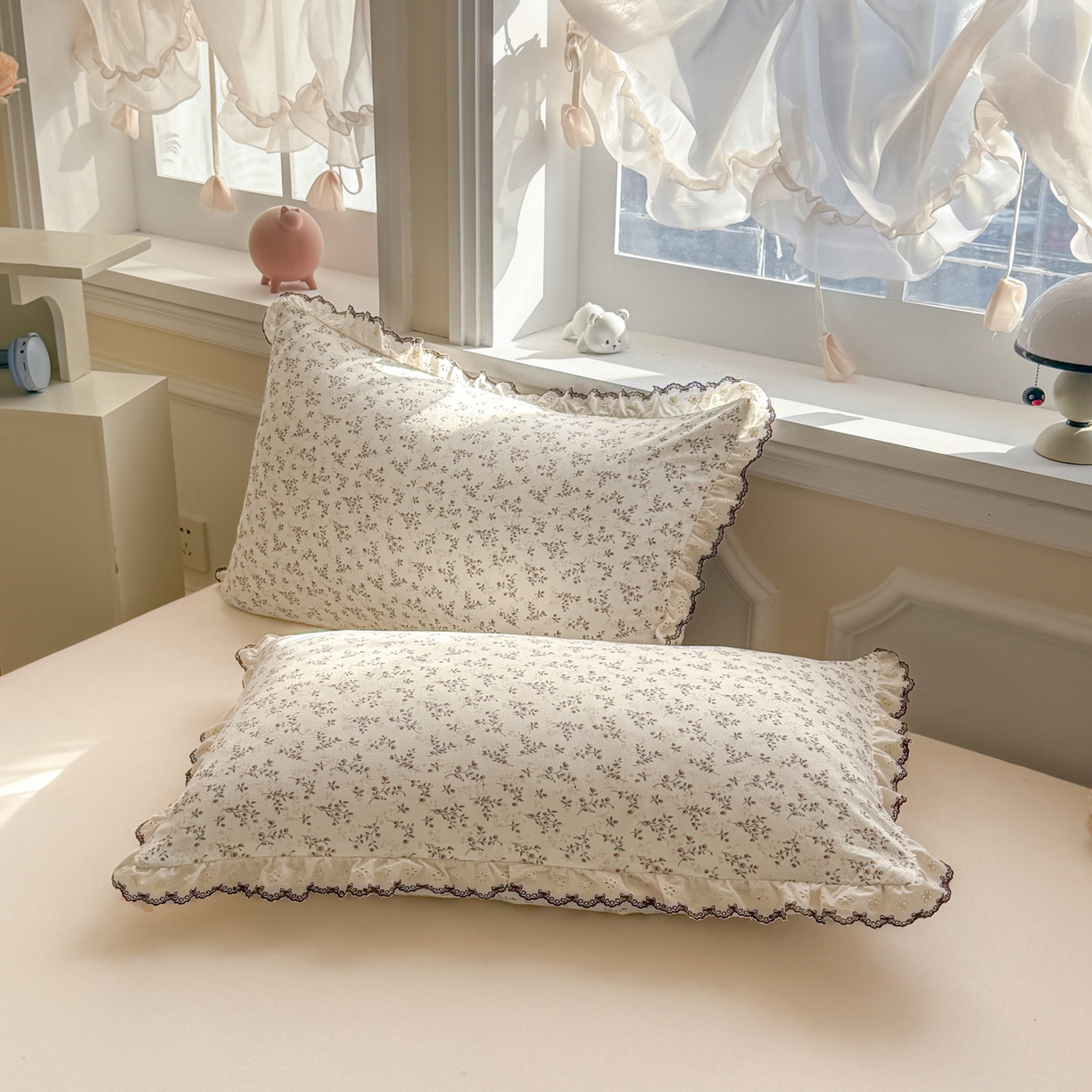 91家纺网 家纺一手货源 找家纺 名兮家居 2026春夏新款韩版花边款皱皱纱夏被夏凉被空调被 奶雾花野