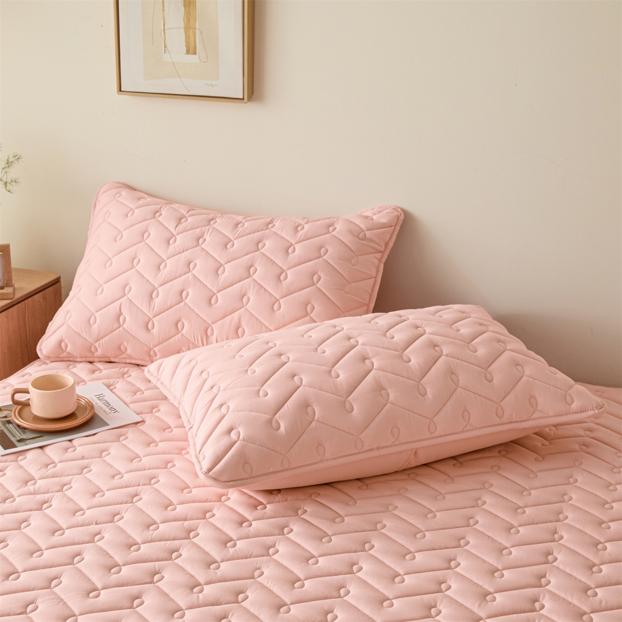 91家纺网 家纺一手货源 找家纺 九亭家纺 2026新款A类深睡眠防水夹棉床笠 深睡眠-豆沙