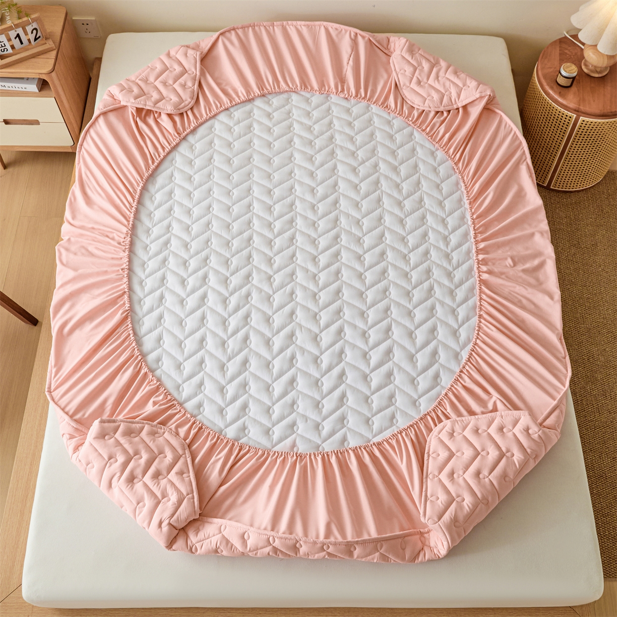 91家纺网 家纺一手货源 找家纺 九亭家纺 2026新款A类深睡眠防水夹棉床笠 深睡眠-豆沙