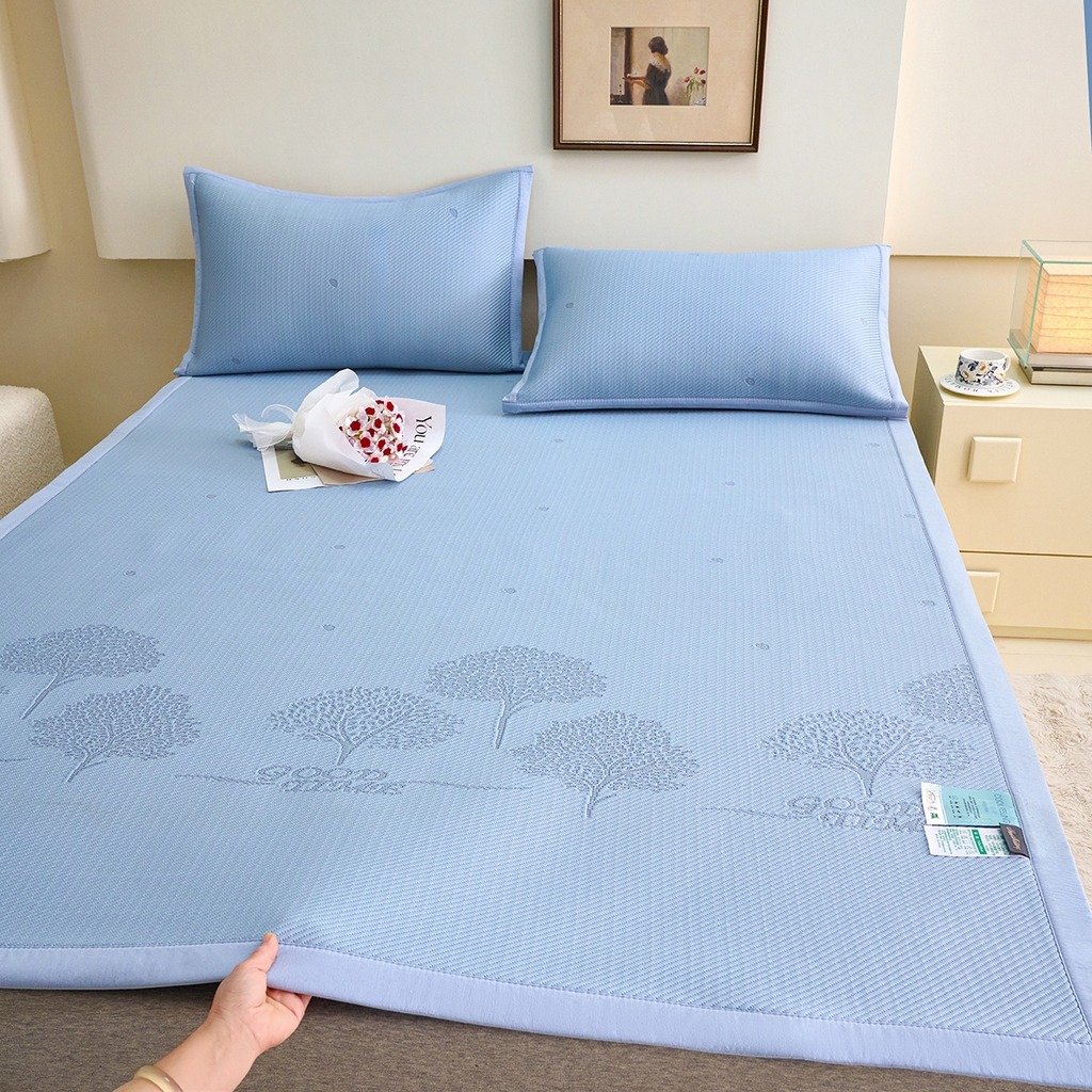 莱家富 2026新款A类凉感豆豆席-平铺款 平铺款-发财树蓝色