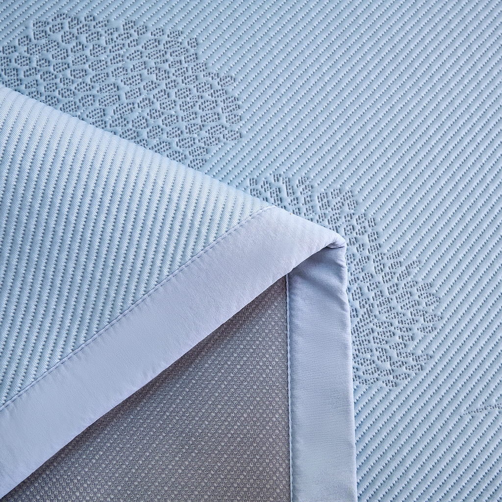 91家纺网 家纺一手货源 找家纺 莱家富 2026新款A类凉感豆豆席-平铺款 平铺款-发财树蓝色