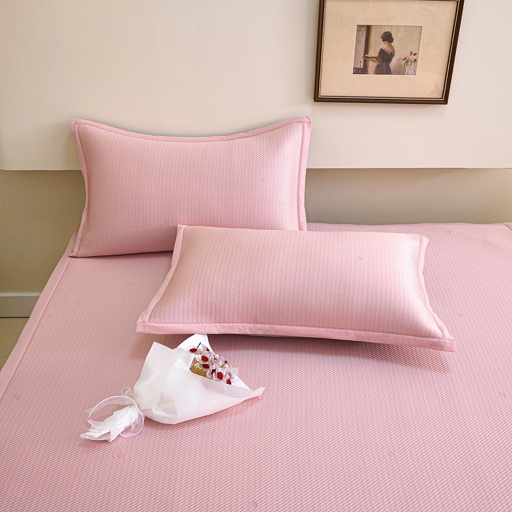 91家纺网 家纺一手货源 找家纺 莱家富 2026新款A类凉感豆豆席-平铺款 平铺款-发财树粉色