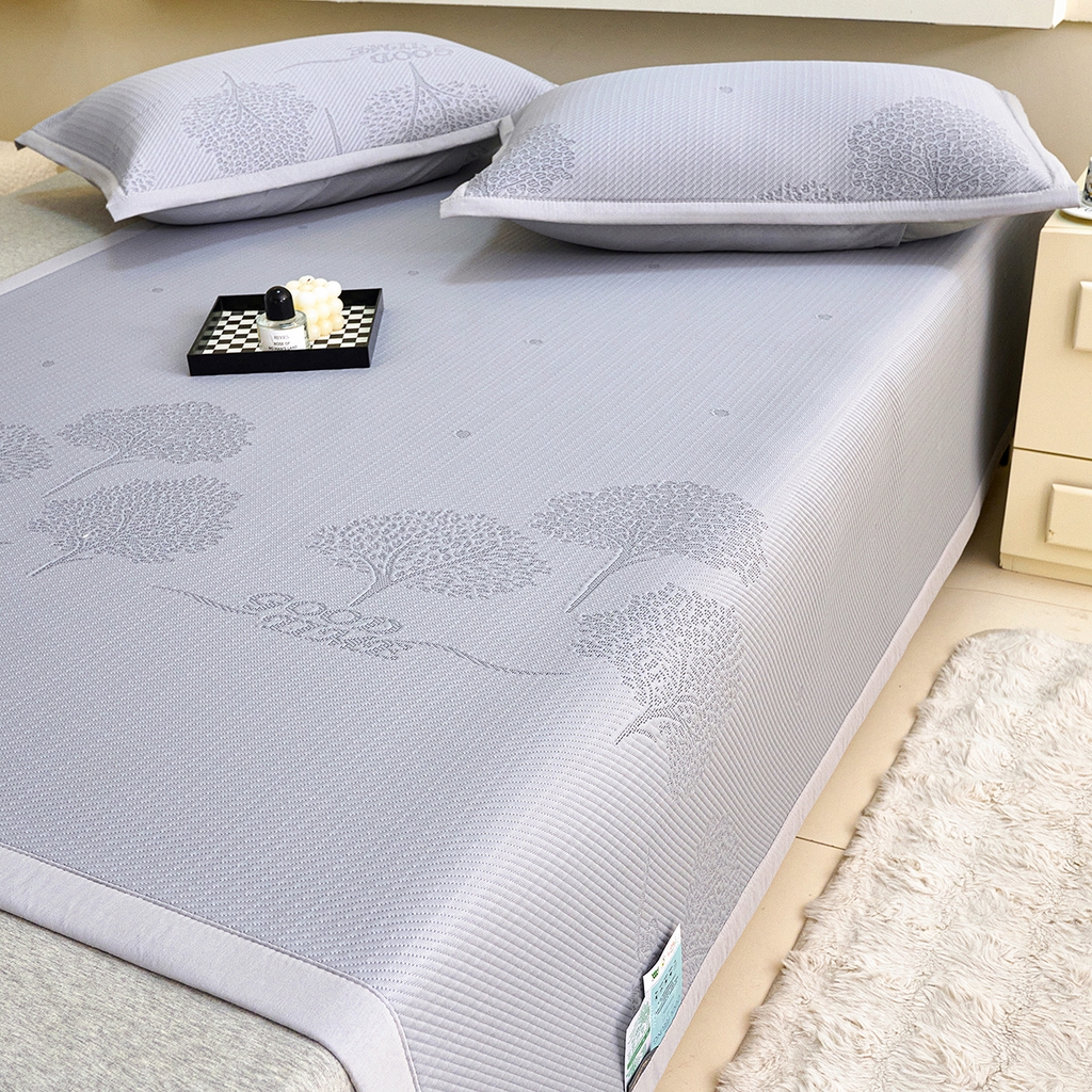 91家纺网 家纺一手货源 找家纺 莱家富 2026新款A类凉感豆豆席-平铺款 平铺款-发财树灰色