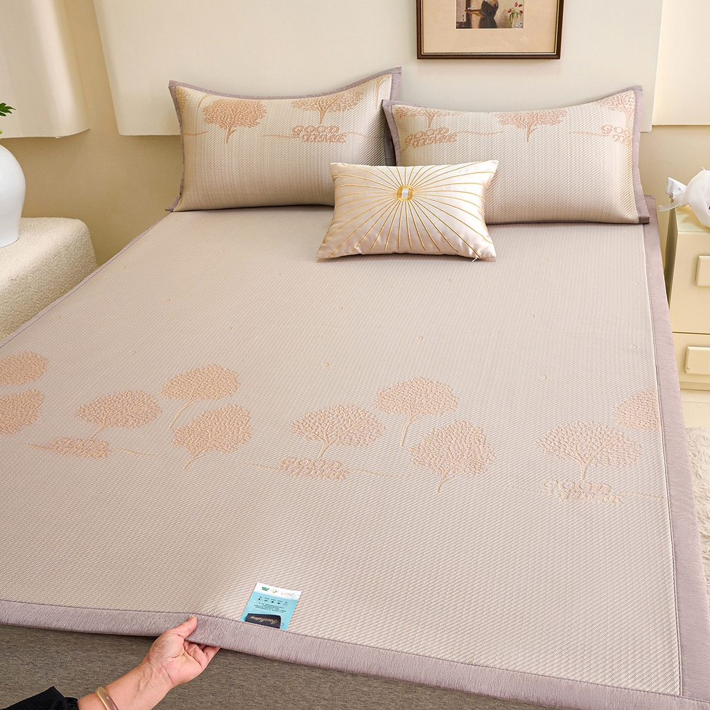 莱家富 2026新款A类凉感豆豆席-平铺款 平铺款-发财树咖色