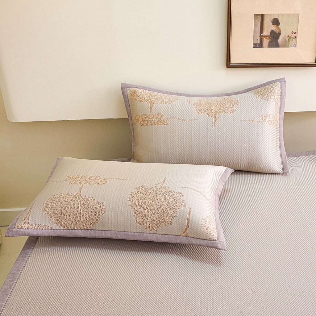 91家纺网 家纺一手货源 找家纺 莱家富 2026新款A类凉感豆豆席-平铺款 平铺款-发财树咖色