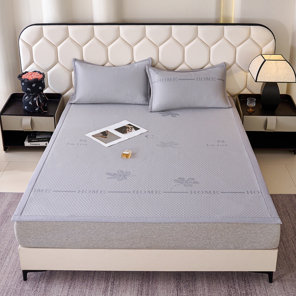 91家纺网 家纺一手货源 找家纺 莱家富 2026新款A类凉感豆豆席-平铺款 平铺款-落叶灰色