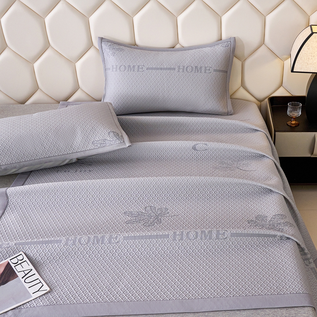 91家纺网 家纺一手货源 找家纺 莱家富 2026新款A类凉感豆豆席-平铺款 平铺款-落叶灰色