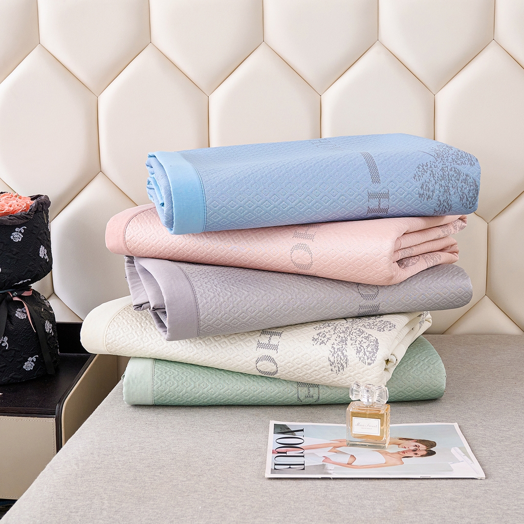 91家纺网 家纺一手货源 找家纺 莱家富 2026新款A类凉感豆豆席-平铺款 平铺款-落叶蓝色