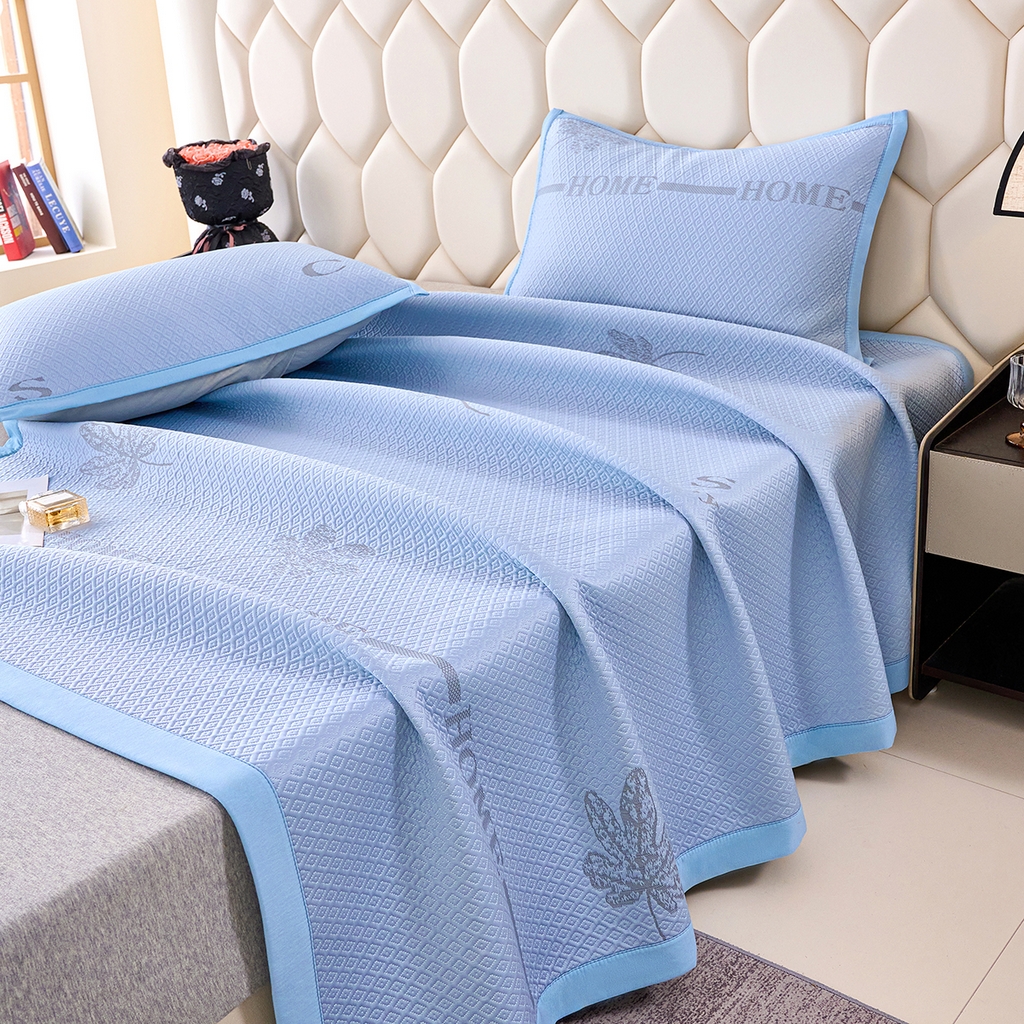 91家纺网 家纺一手货源 找家纺 莱家富 2026新款A类凉感豆豆席-平铺款 平铺款-落叶蓝色