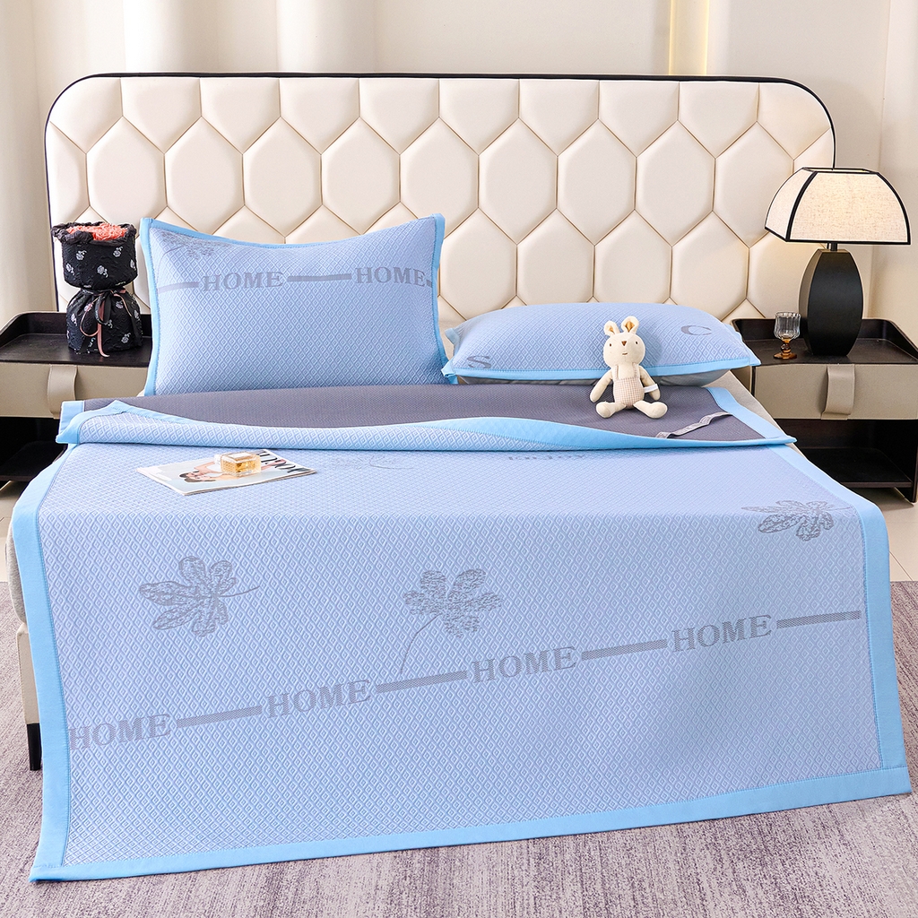 91家纺网 家纺一手货源 找家纺 莱家富 2026新款A类凉感豆豆席-平铺款 平铺款-落叶蓝色