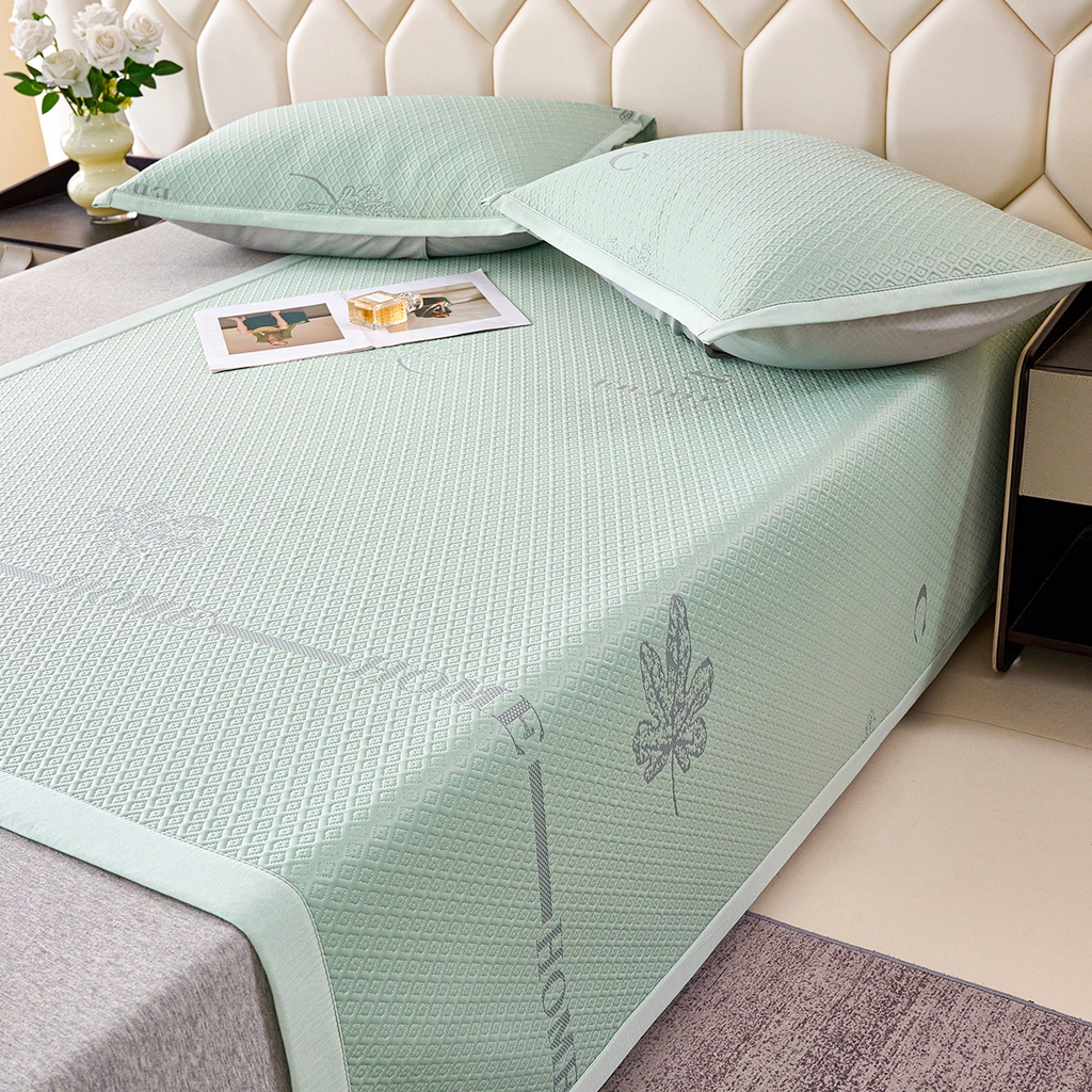 91家纺网 家纺一手货源 找家纺 莱家富 2026新款A类凉感豆豆席-平铺款 平铺款-落叶绿色