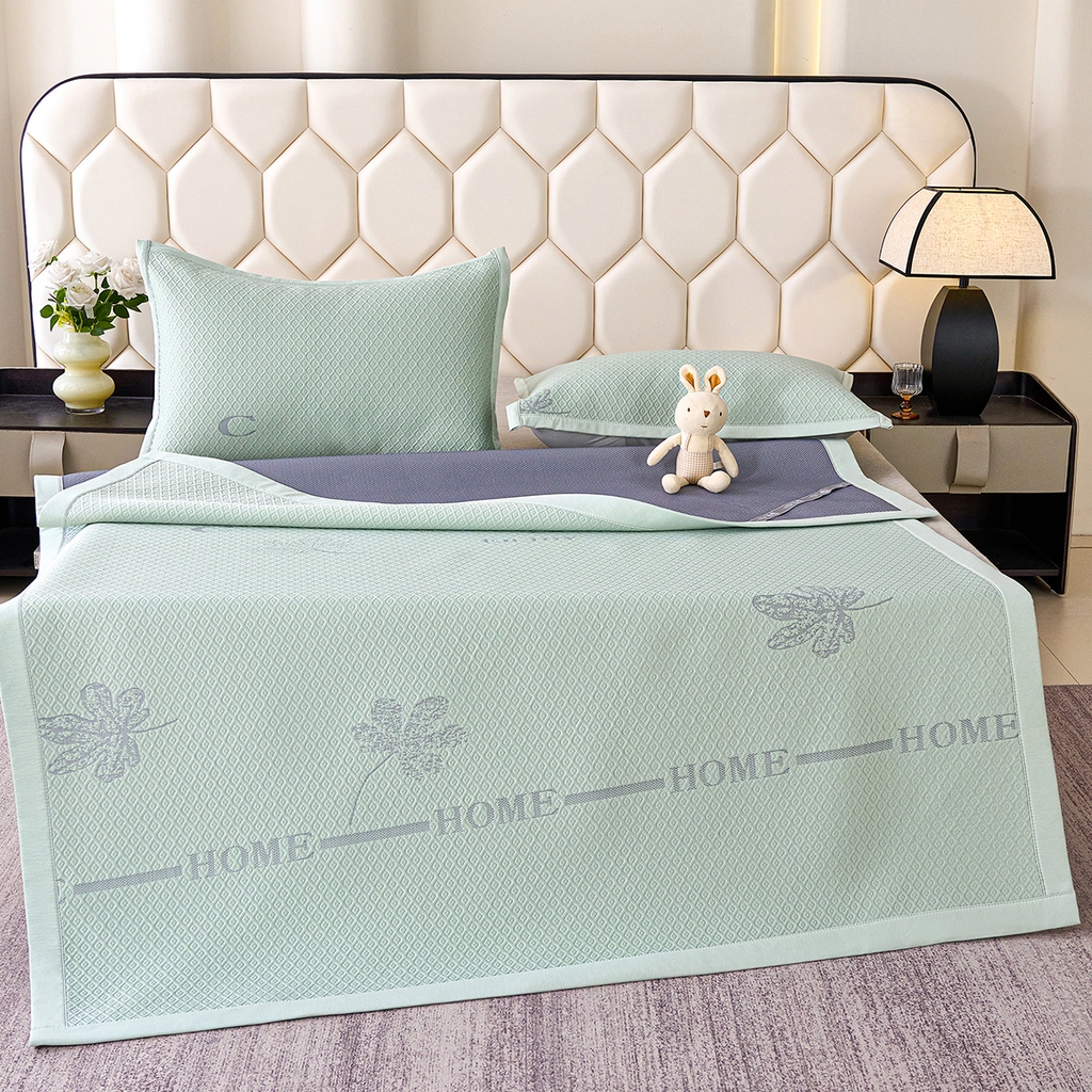 91家纺网 家纺一手货源 找家纺 莱家富 2026新款A类凉感豆豆席-平铺款 平铺款-落叶绿色