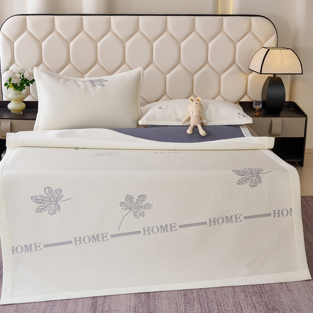 91家纺网 家纺一手货源 找家纺 莱家富 2026新款A类凉感豆豆席-平铺款 平铺款-落叶米色