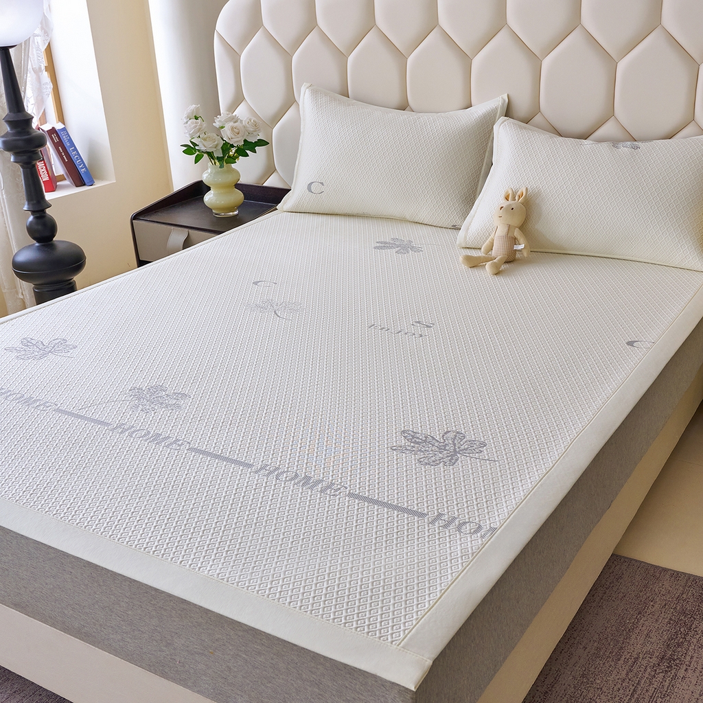 91家纺网 家纺一手货源 找家纺 莱家富 2026新款A类凉感豆豆席-平铺款 平铺款-落叶米色