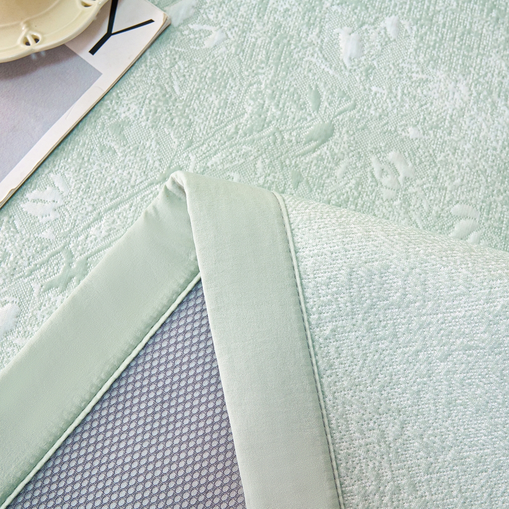 91家纺网 家纺一手货源 找家纺 莱家富 2026新款A类凉感豆豆席-平铺款 平铺款-喜上眉梢绿色