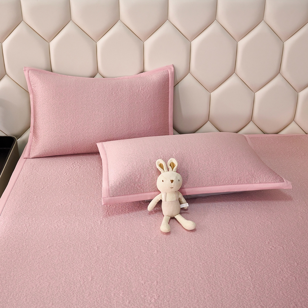 91家纺网 家纺一手货源 找家纺 莱家富 2026新款A类凉感豆豆席-平铺款 平铺款-熊猫粉