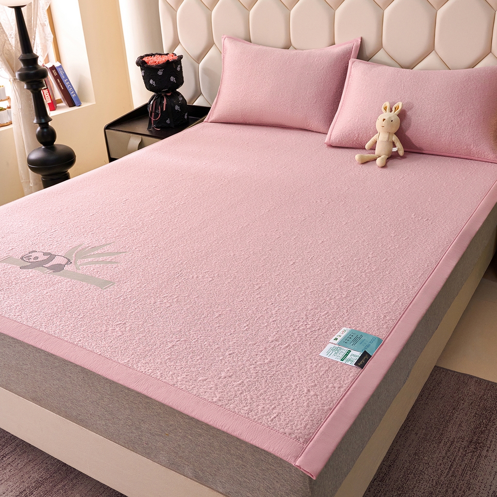 91家纺网 家纺一手货源 找家纺 莱家富 2026新款A类凉感豆豆席-平铺款 平铺款-熊猫粉