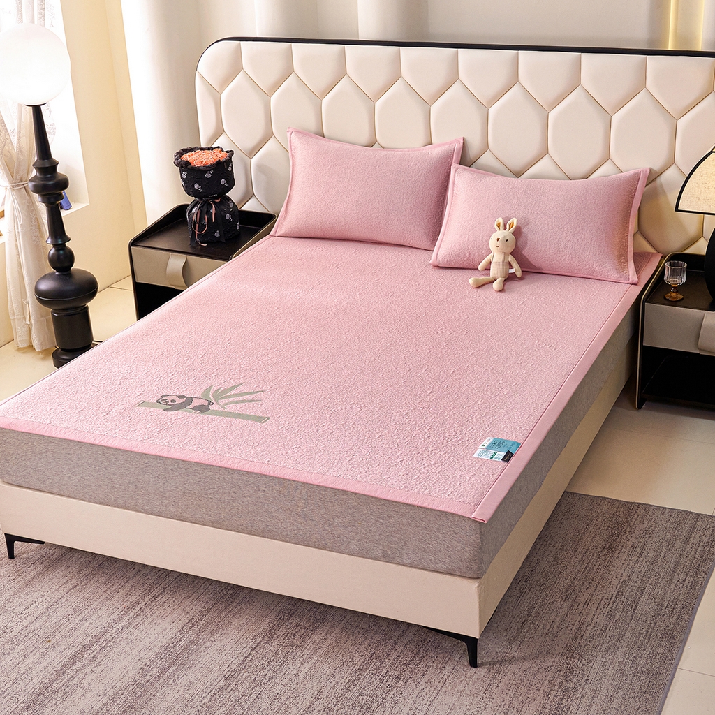 91家纺网 家纺一手货源 找家纺 莱家富 2026新款A类凉感豆豆席-平铺款 平铺款-熊猫粉