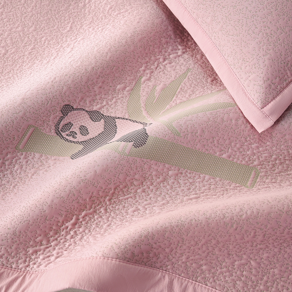 91家纺网 家纺一手货源 找家纺 莱家富 2026新款A类凉感豆豆席-平铺款 平铺款-熊猫粉