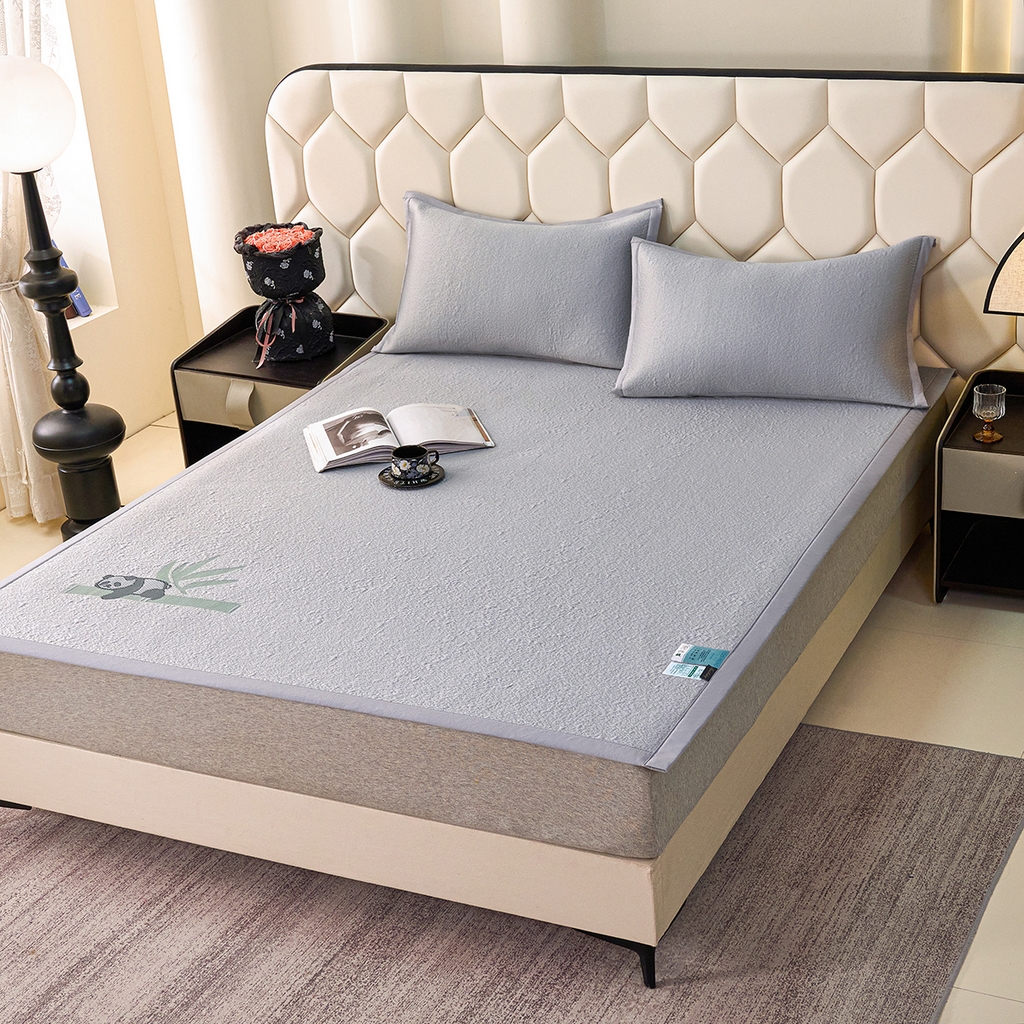 91家纺网 家纺一手货源 找家纺 莱家富 2026新款A类凉感豆豆席-平铺款 平铺款-熊猫灰