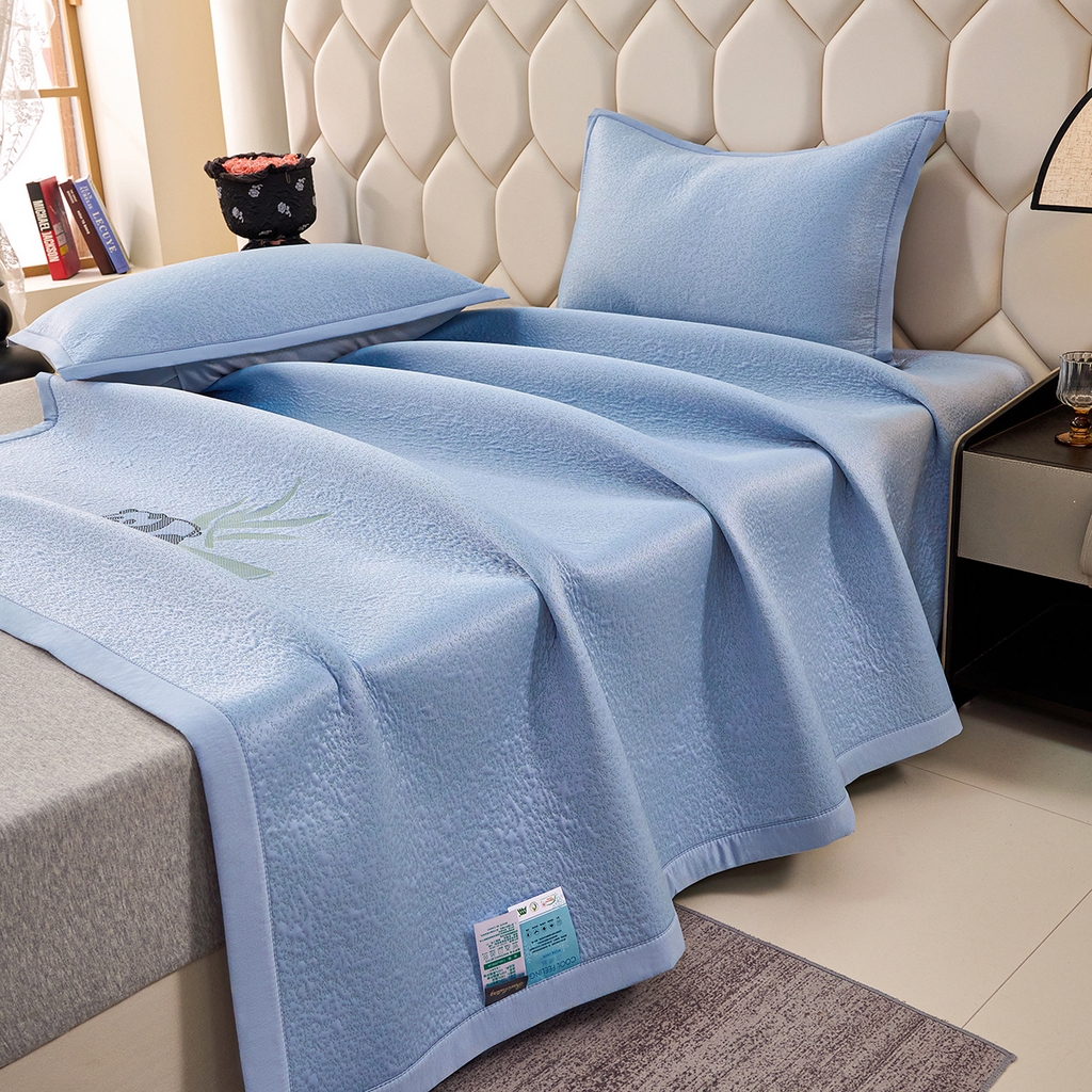 91家纺网 家纺一手货源 找家纺 莱家富 2026新款A类凉感豆豆席-平铺款 平铺款-熊猫蓝