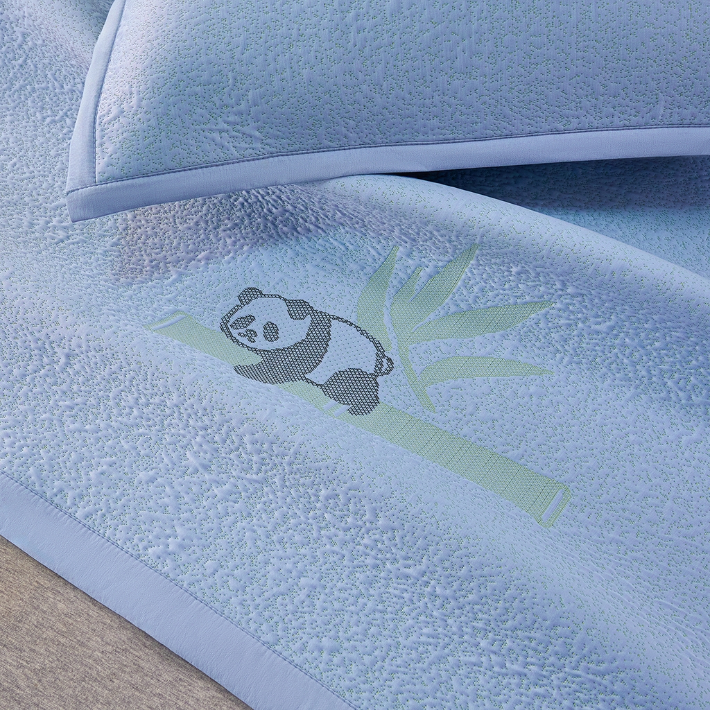 91家纺网 家纺一手货源 找家纺 莱家富 2026新款A类凉感豆豆席-平铺款 平铺款-熊猫蓝