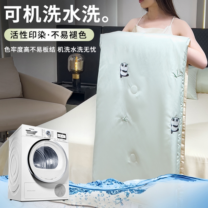 91家纺网 家纺一手货源 找家纺 憨豆家纺 2026新款刺绣水洗冰丝夏被四件套星球水洗真丝夏凉被（含抗菌棉）跨境外贸床笠款空 小熊猫-水果奶黄