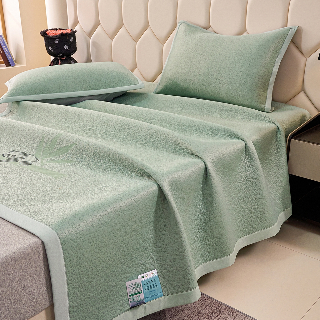 91家纺网 家纺一手货源 找家纺 莱家富 2026新款A类凉感豆豆席-平铺款 平铺款-熊猫绿