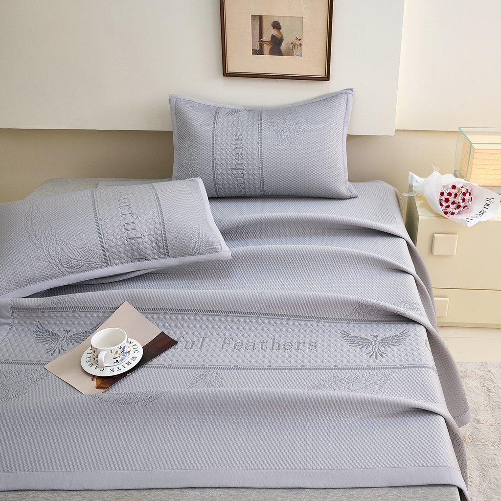 91家纺网 家纺一手货源 找家纺 莱家富 2026新款A类凉感豆豆席-平铺款 平铺款-羽毛灰